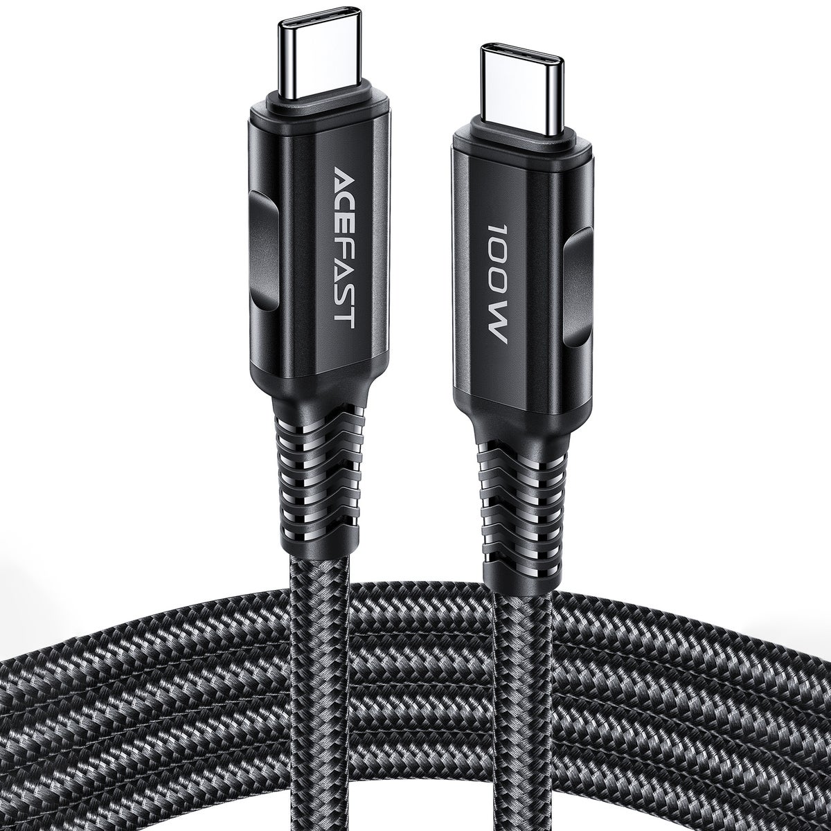AceFast ブランド Type-c -Type-c ケーブル 2m 急速充電 充電ケーブル 急速 PD 100w USB-C TypeC USB 高速充電 480Mbps 耐久 強化コネクタ PD対応 黒 Black グレー iPad MacBook Pro エースファスト iPhone16
