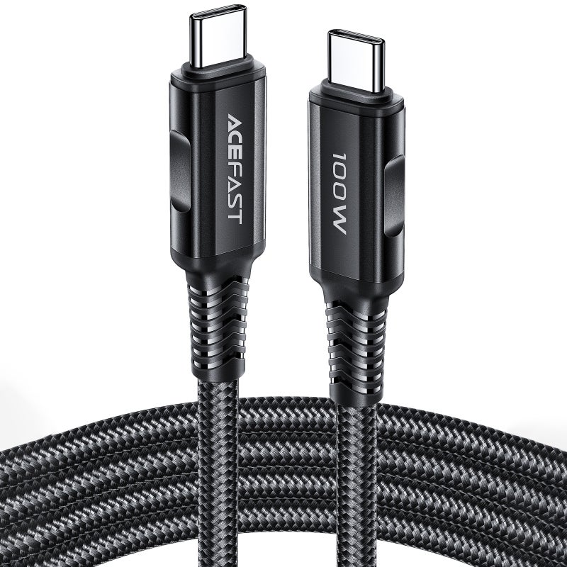 AceFast ブランド Type-c -Type-c ケーブル 2m 急速充電 充電ケーブル 急速 PD 100w USB-C TypeC USB 高速充電 480Mbps 耐久 強化コネクタ PD対応 黒 Black グレー iPad MacBook Pro エースファスト iPhone16