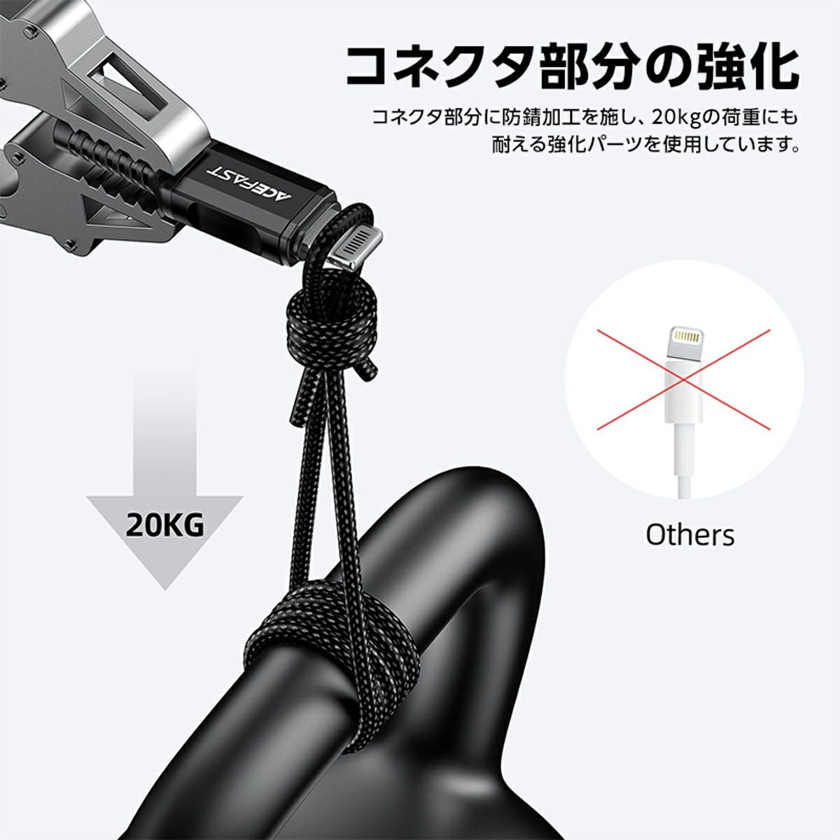 AceFast ブランド Lightning ケーブル 1.2m 急速充電 MFI認証 ライトニング 充電ケーブル 急速 PD 100w USB-C Type-C タイプC 高速充電 PD対応 黒 白 iPhone 14 Plus 13 12 11 Pro Max iPhoneSE エースファスト